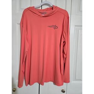 Reel life xl women's salmon colored long sleeve hooded shirt